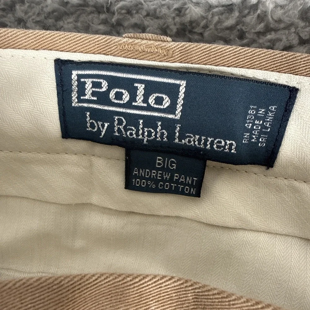 VTG Polo Ralph Lauren Big Andrew Pant Mens 44Bx34 (42x34) Brown Double Pleated